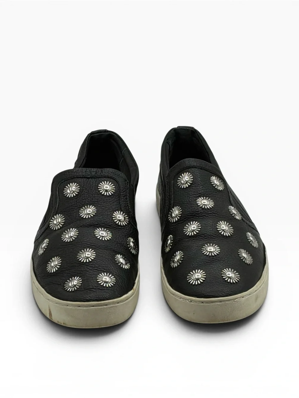 Michael Kors Leo Starburst black leather slip-on Flats & silver sunburst studs